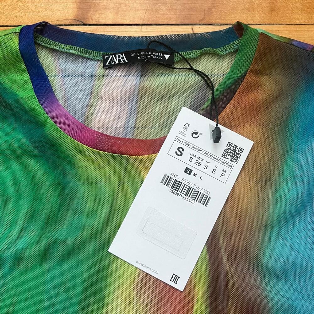 Zara Mesh Multi-Color bodysuit Small NEW sheer long sleeve - Picture 4 of 4